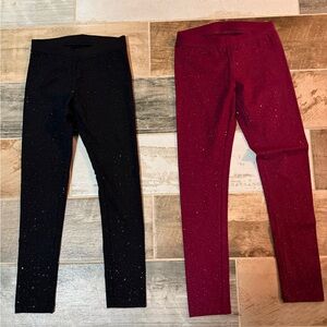 Cat & Jack Sparkle Leggings - Black and Burgundy